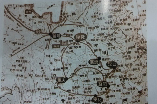 明代安化黑茶运输路线图